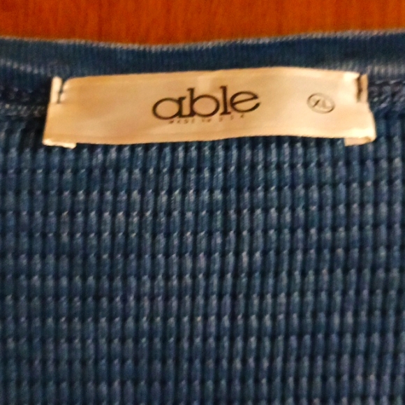 ABLE Blue Henley Waffle Knit Dress Size XL - Picture 2 of 5
